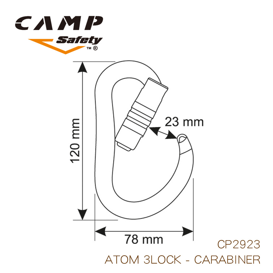 CAMP2923ATOM 3LOCK鋁合金D型鉤環(三段鎖)