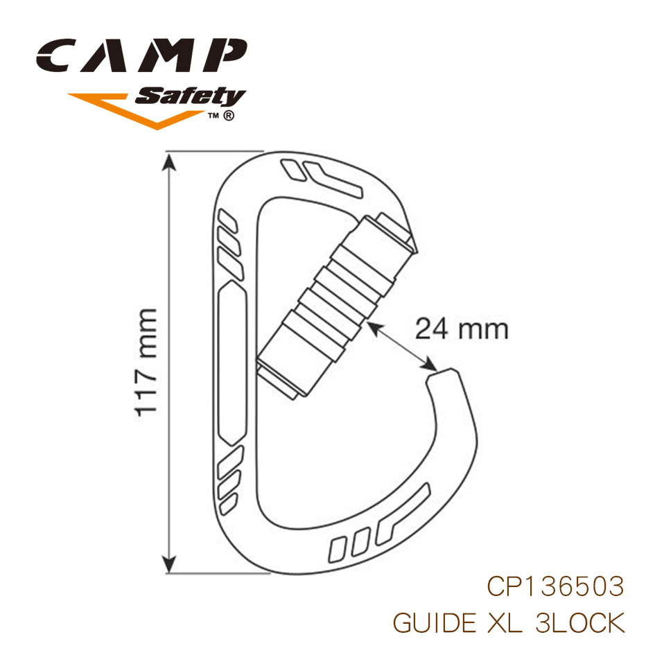 CAMP136503 GUIDE XL 3LOCK鋁合金D型鉤環(三段鎖)