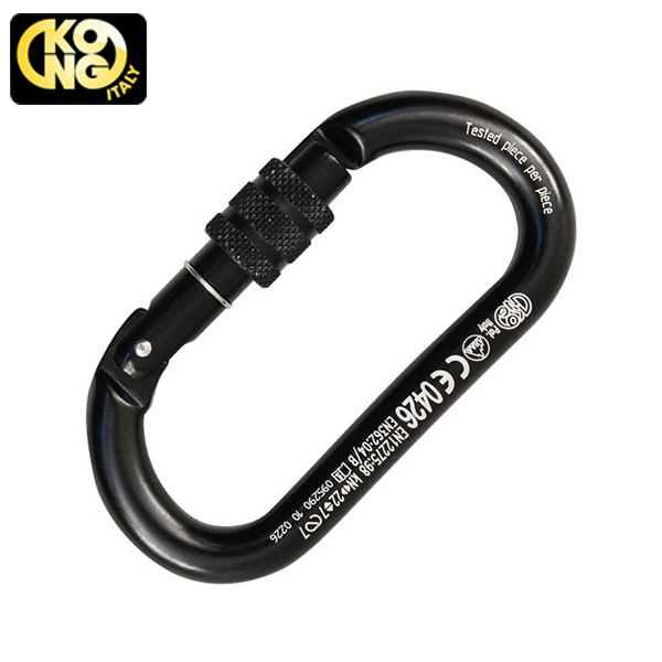 KONG OVAL ALU CLASSIC O型鋁合金手轉鎖鉤環(黑色)