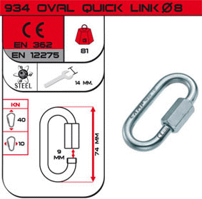 C.A.M.P. 934 OVAL QUICK LINK 8mm 繩索用快速連接環