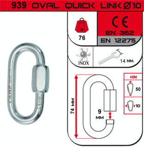 C.A.M.P. 939 OVAL QUICK LINK 8mm 繩索用不鏽鋼快速連接環