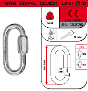 C.A.M.P. 939 OVAL QUICK LINK 8mm 繩索用不鏽鋼快速連接環