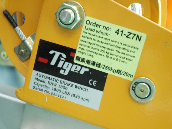TIGER 41-Z7N 鋼索捲揚器符合CE認證