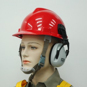 美國MSA V-GARD 工業用安全帽搭配MSA防噪音耳罩使用圖