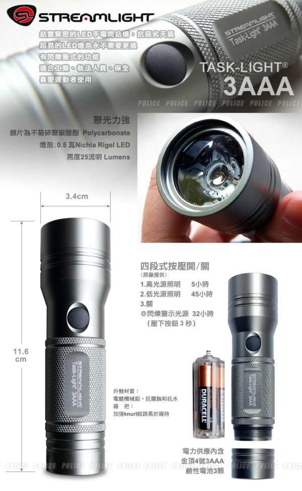 STREAMLIGHT 戰術手電筒TASK-LIGHT 3AAA
