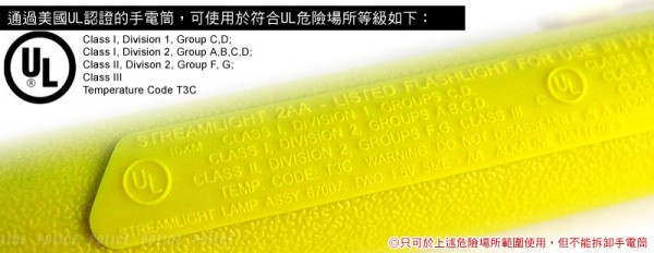 STREAMLIGHT 2AA PROPOLYMER防爆手電筒，通過美國UL認證的手電筒。